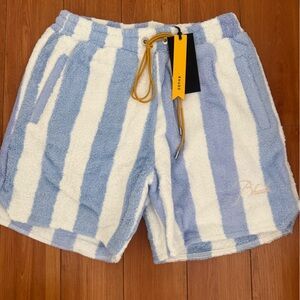 RHUDE Blue and White Striped Towel Shorts